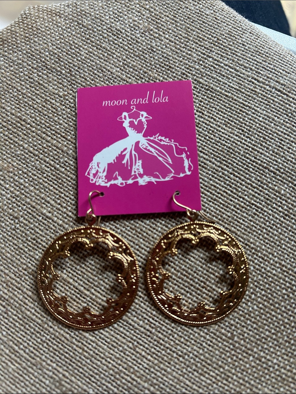 Gold Filigree Circle Drop Earrings